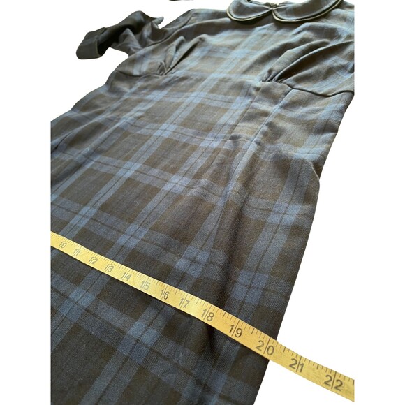 Hell Bunny Vixen Doralee Pencil Dress Peter Pan Collar Navy Black Plaid Retro XL - Picture 11 of 16